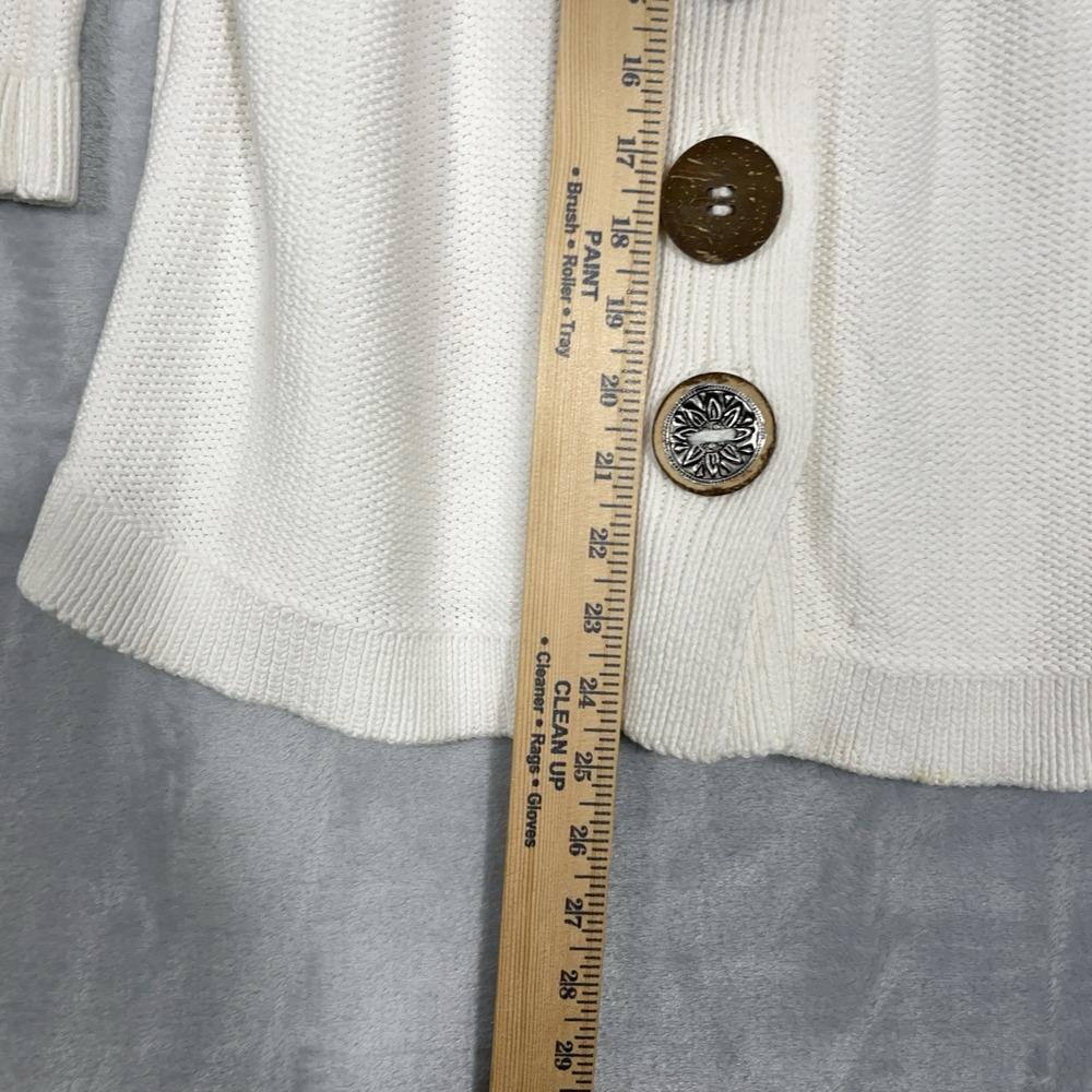 Soft Surroundings 3/4 Sleeve Chunky Cardigan Sweater Sz XS/S White Button Detail - Picture 5 of 9